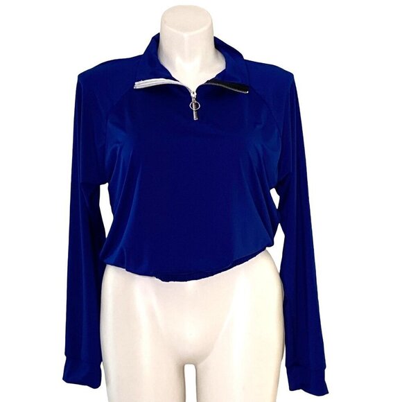 Fashion Nova NWT Royal Blue Mock Neck Top, Do You Even Gym Women's Size 2X - Picture 2 of 11